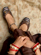 Elegant Mukaish Work on Leather Jutti