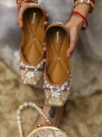 Jute handmade jutti with ribbon work