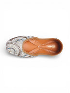 Kundan Multi-Color Stone Embellished Silver Base Jutti