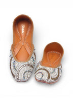 Kundan Multi-Color Stone Embellished Silver Base Jutti