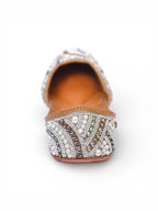 Kundan Multi-Color Stone Embellished Silver Base Jutti