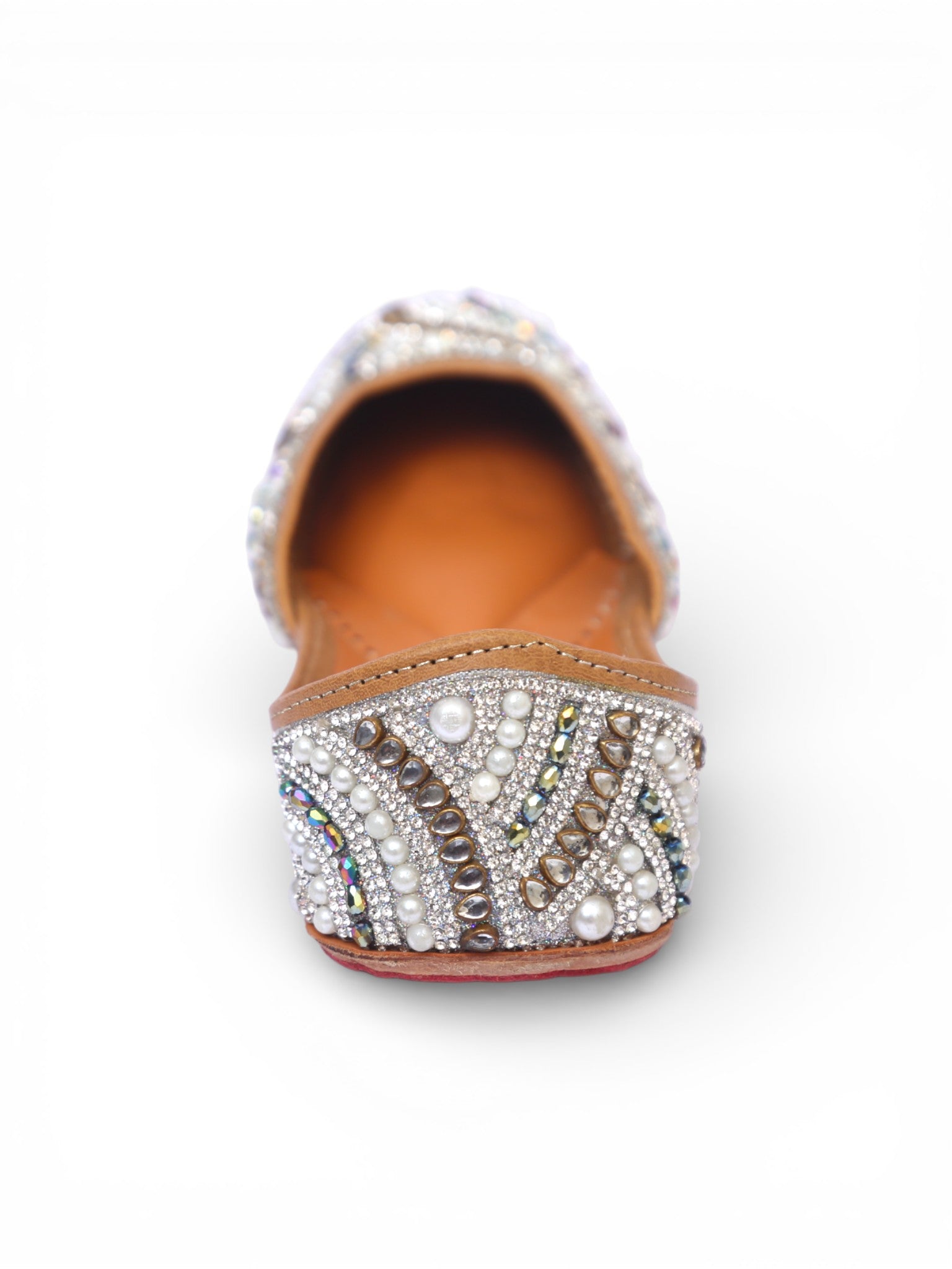 Kundan Multi-Color Stone Embellished Silver Base Jutti