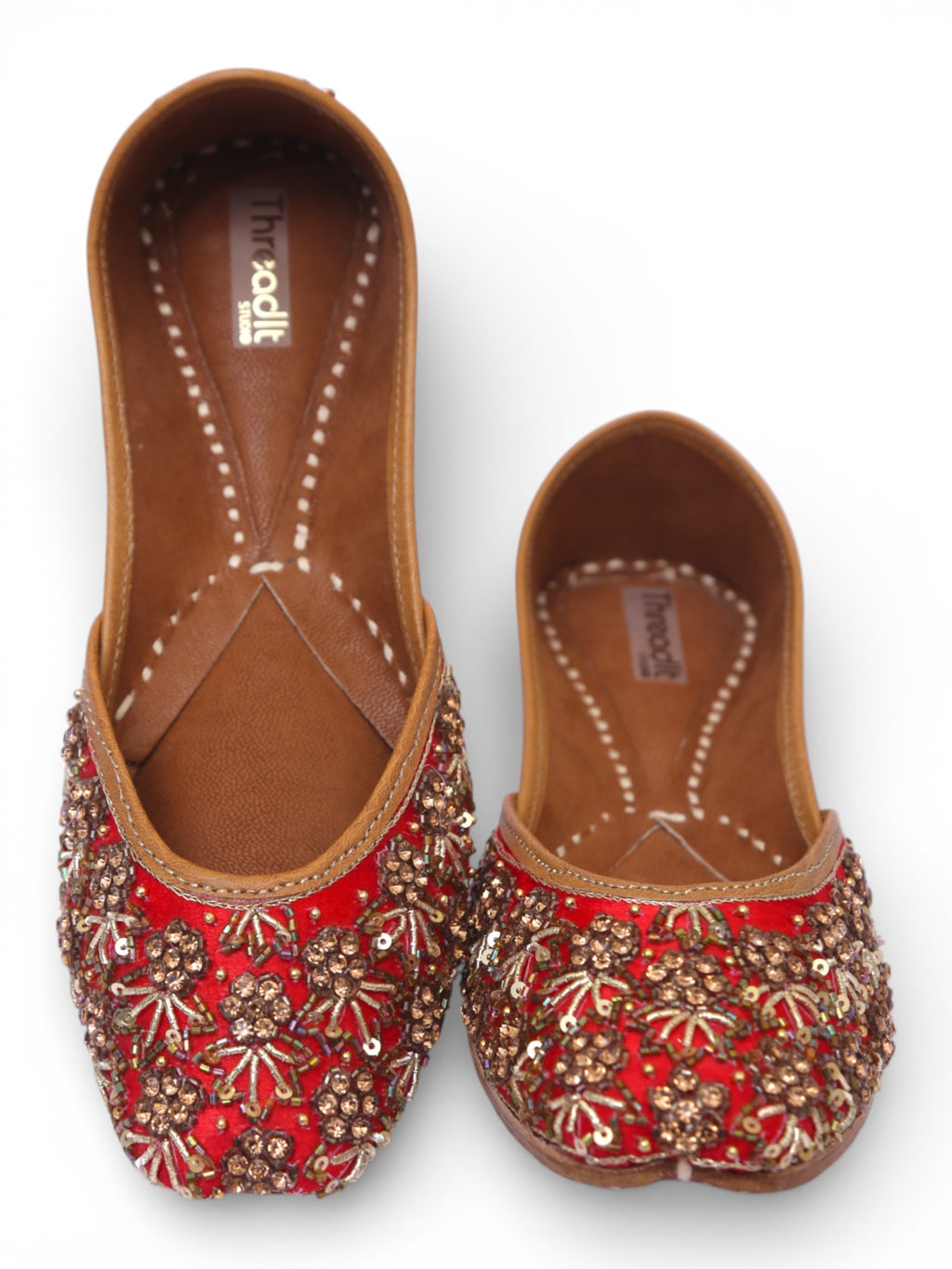 Red & Golden Jutti - Heavy Dabka -Handwork