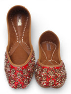 Red & Golden Jutti - Heavy Dabka -Handwork