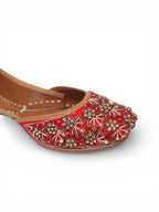 Red & Golden Jutti - Heavy Dabka -Handwork