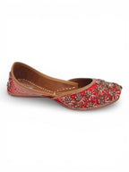 Red & Golden Jutti - Heavy Dabka -Handwork