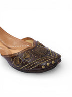 Leather base jutti with metal work