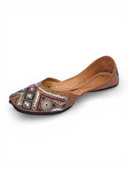 Silver Threaded (Mukaish work) Multi color Leather Jutti