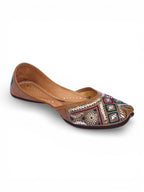 Silver Threaded (Mukaish work) Multi color Leather Jutti