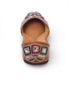 Silver Threaded (Mukaish work) Multi color Leather Jutti