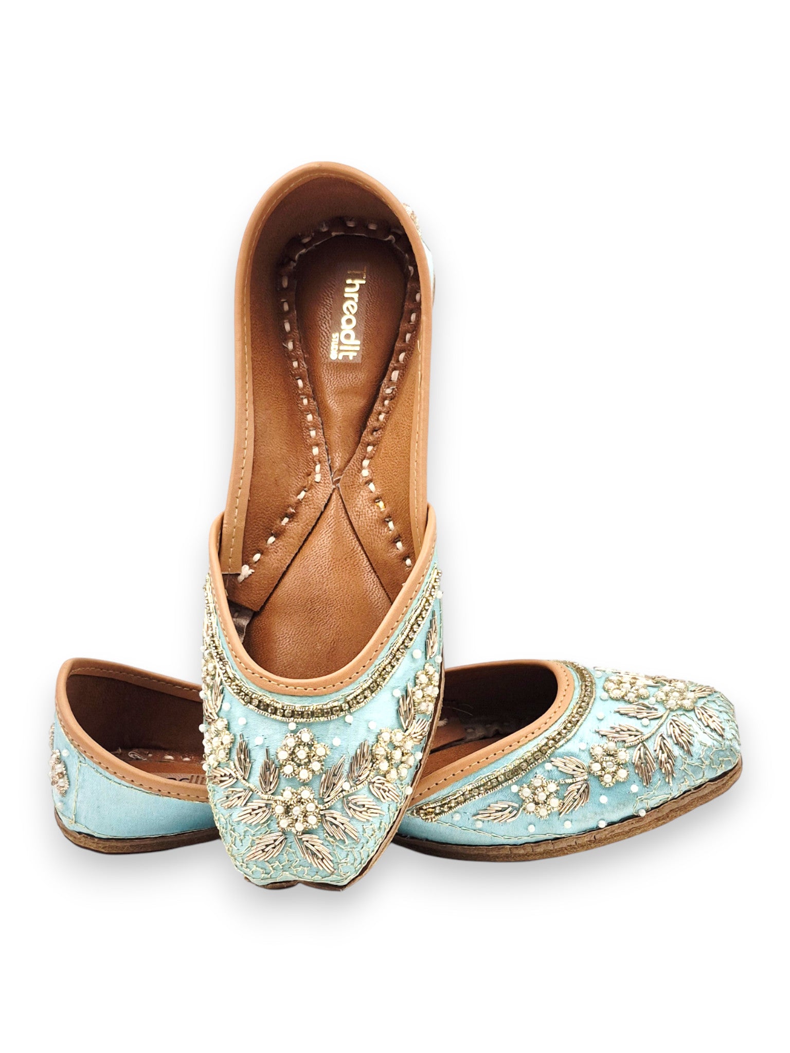 Handcrafted Sky Blue Ethnic Jutti