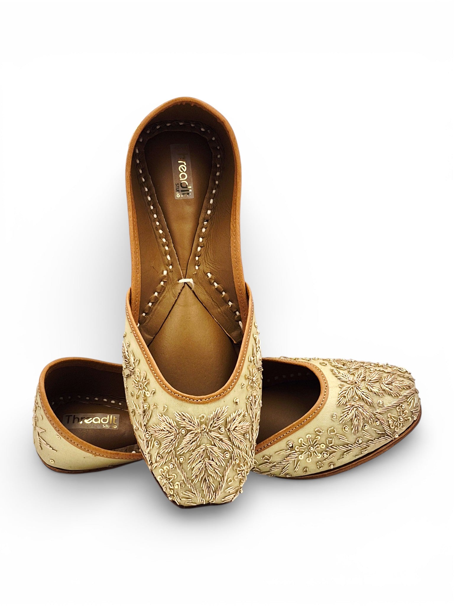 Handcrafted Golden Embroidery Designed  Jutti