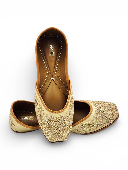 Handcrafted Golden Embroidery Designed  Jutti