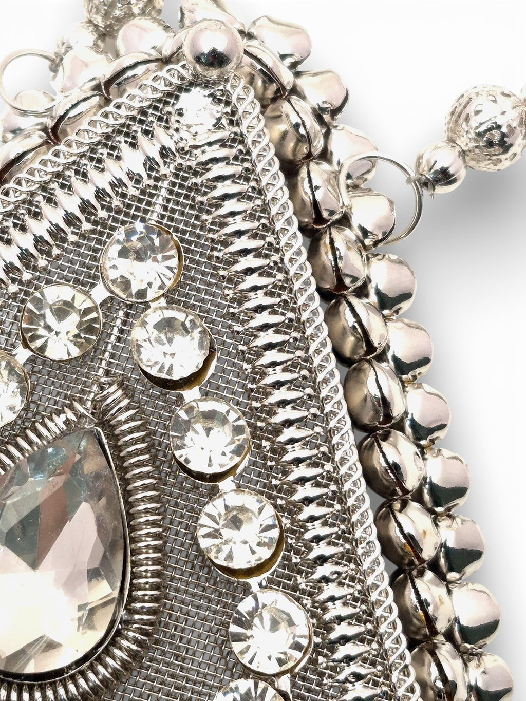 Silver Metal Frame Ethnic Mini clutch