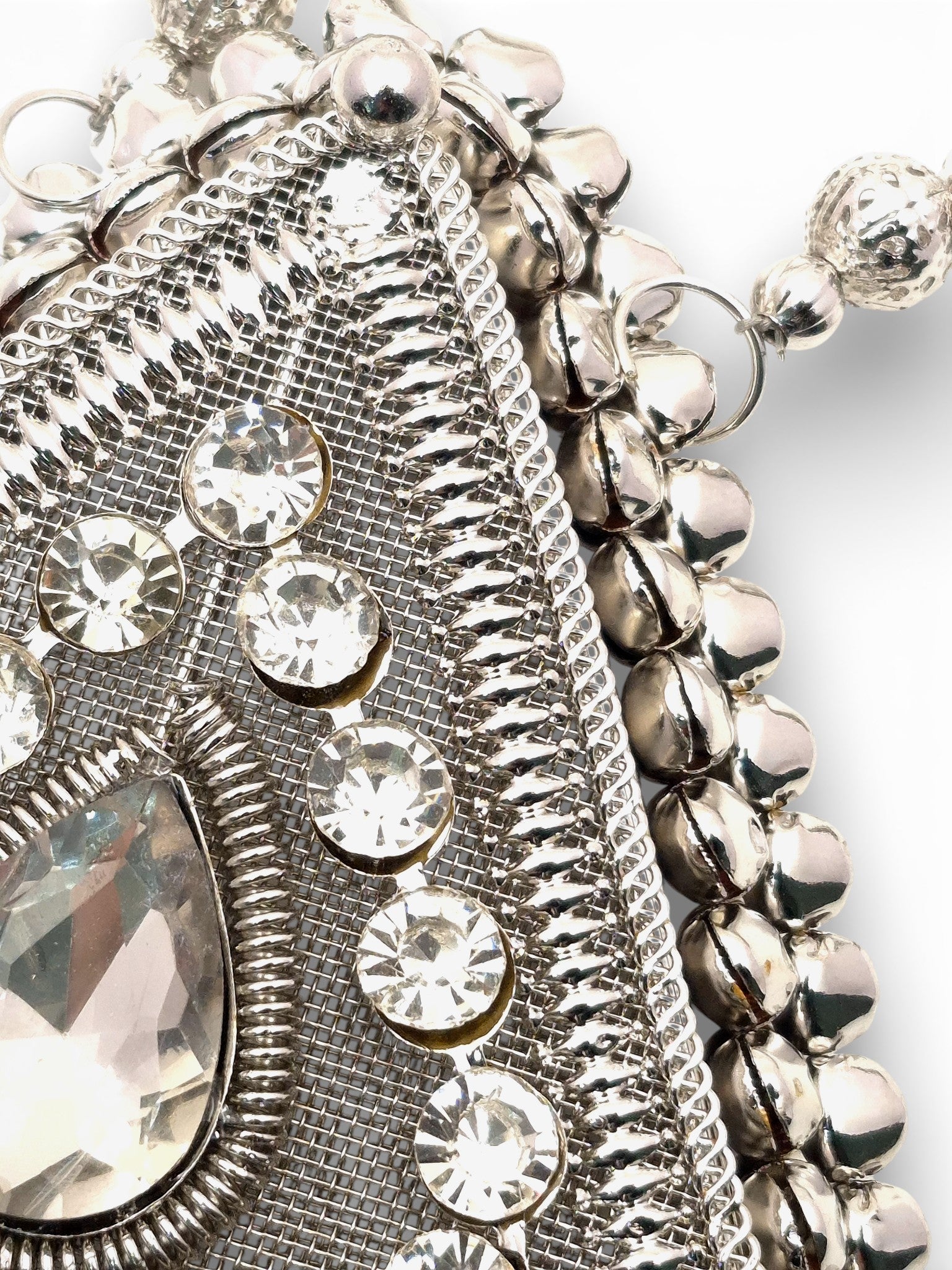 Silver Metal Frame Ethnic Mini clutch