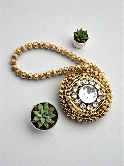 Kundan Kothli mini Metal Clutch