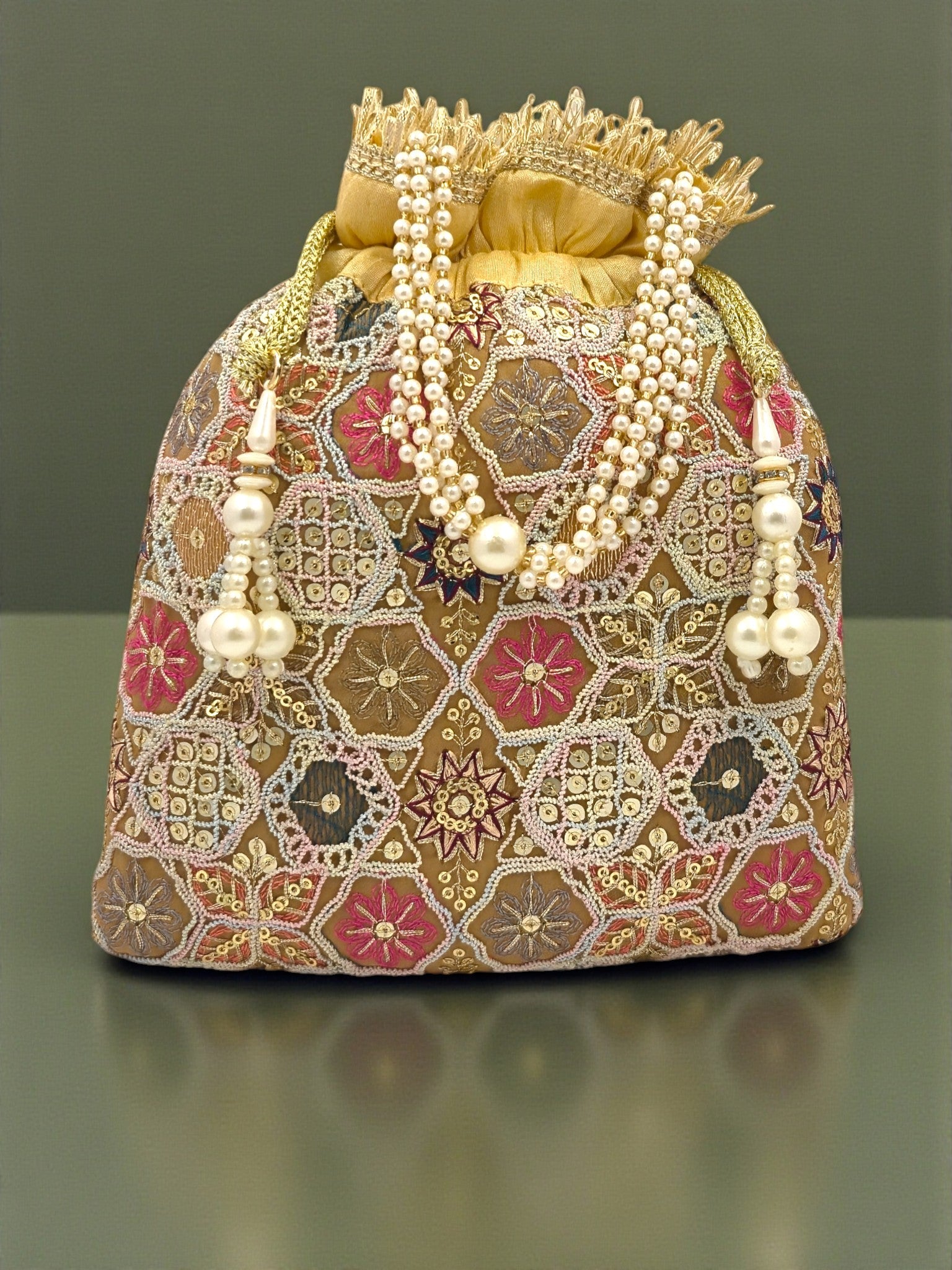 Mehfil Potli Peach/Golden