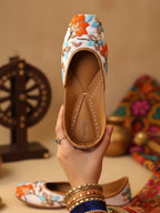 Woolen floral work on White base