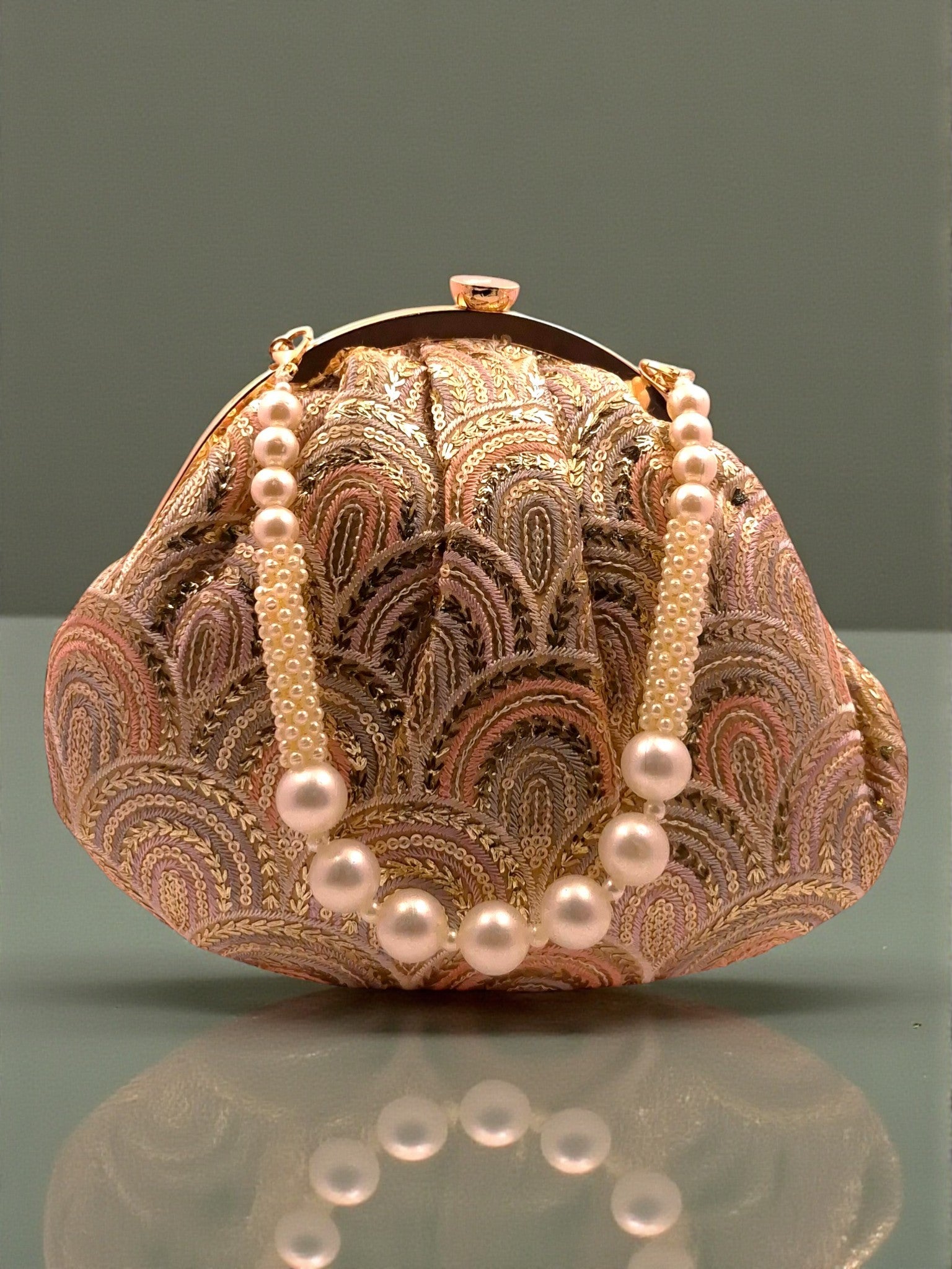 Begum Bliss Clutch Peach Color