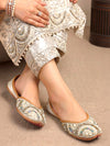 Kundan Multi-Color Stone Embellished Silver Base Jutti