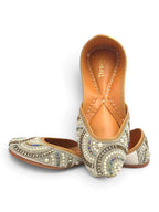 Kundan Multi-Color Stone Embellished Silver Base Jutti