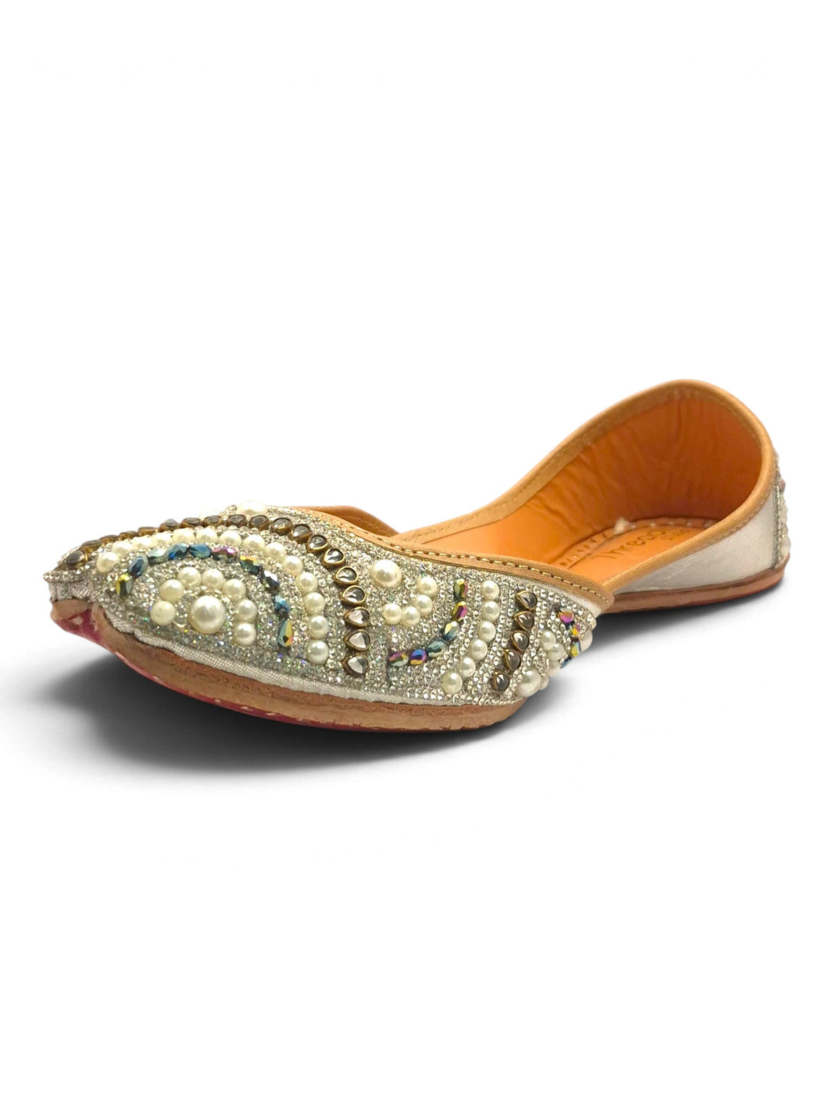 Kundan Multi-Color Stone Embellished Silver Base Jutti