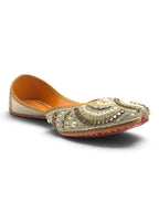 Kundan Multi-Color Stone Embellished Silver Base Jutti