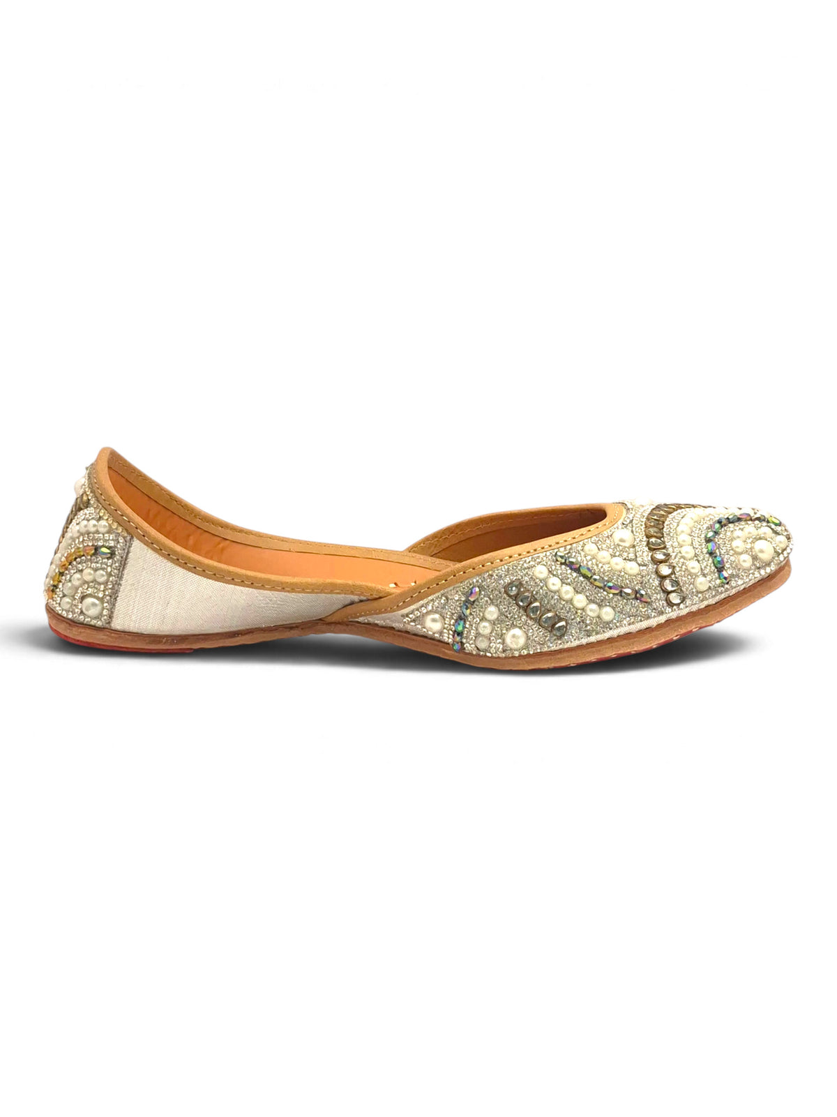 Kundan Multi-Color Stone Embellished Silver Base Jutti