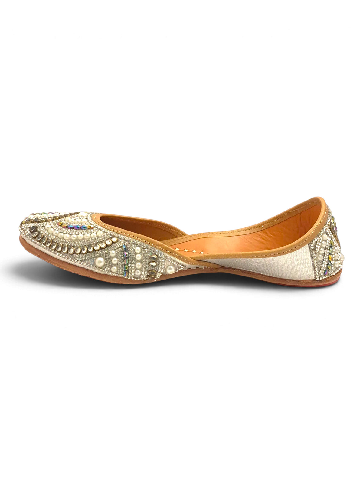 Kundan Multi-Color Stone Embellished Silver Base Jutti