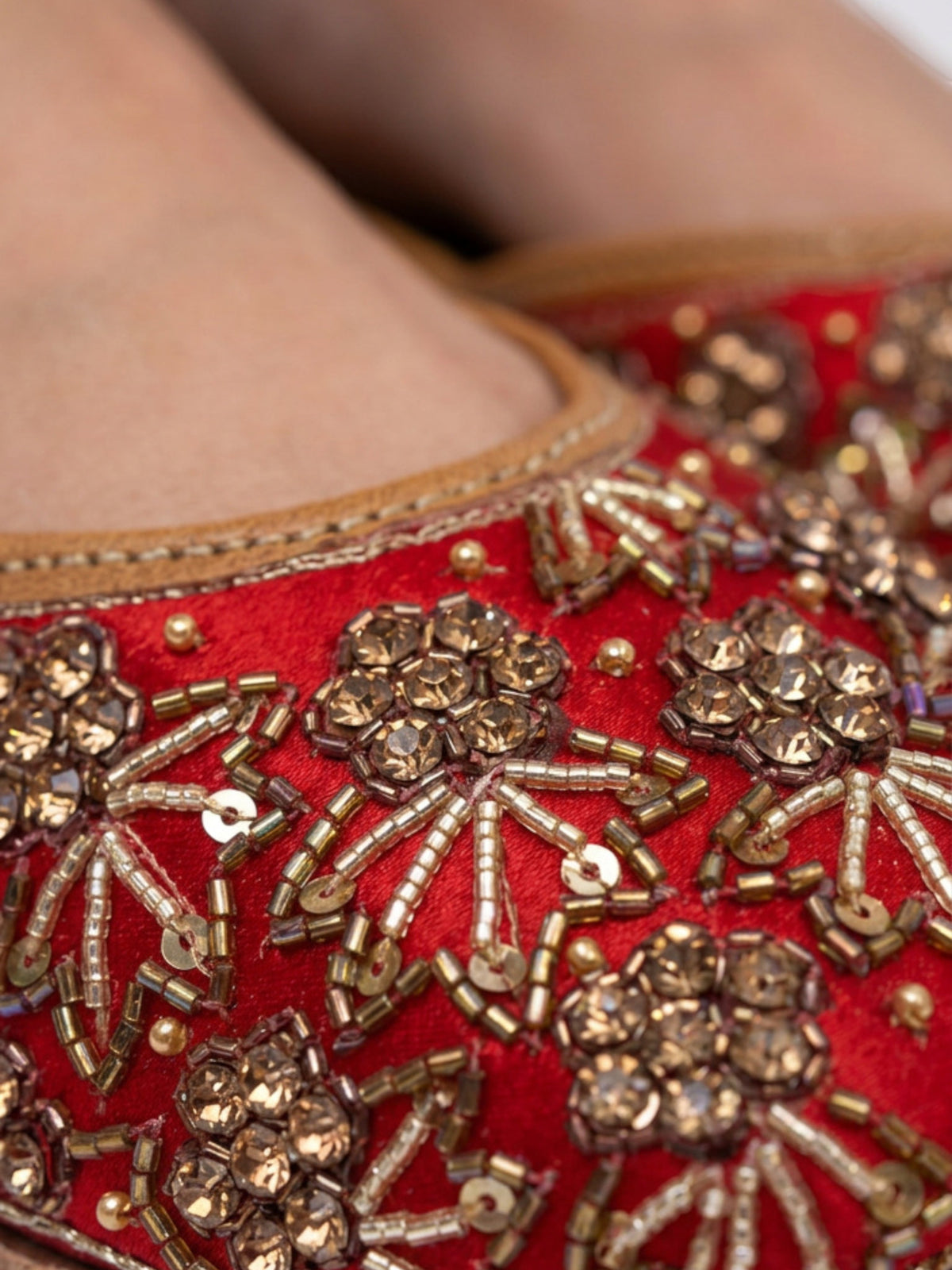 Red & Golden Jutti - Heavy Dabka -Handwork